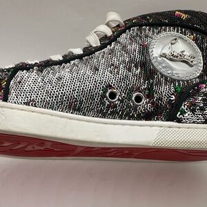 Christian Louboutin Red Bottom high top sneakers,multicolor sequin, EU 36| 5.5/6